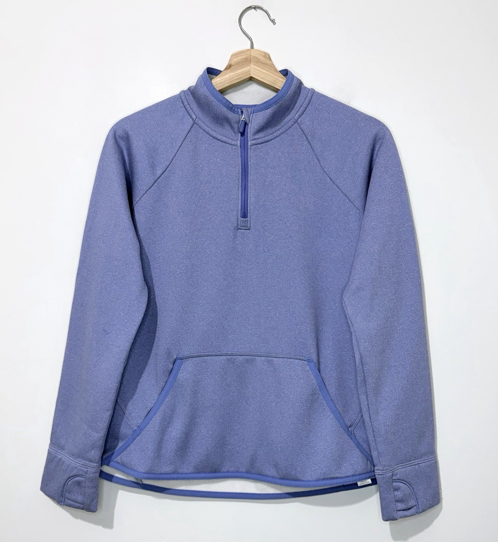 Athleta Girl 1/2 Zip Sweatshirt XL 14 Lavender Space Dye Thumb Holes Pockets
